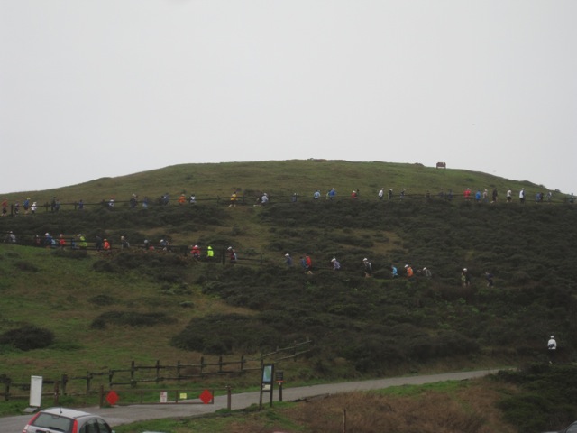 Rodeo Beach 30k Start The start of the race led up a couple hills. It was also quite overcast.